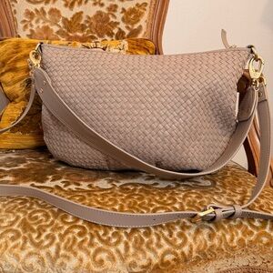 Quince Italian Handwoven Leather Mini Shoulder Bag – Taupe